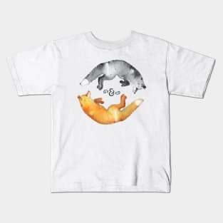 Watercolor Yin and Yang Fox Kids T-Shirt